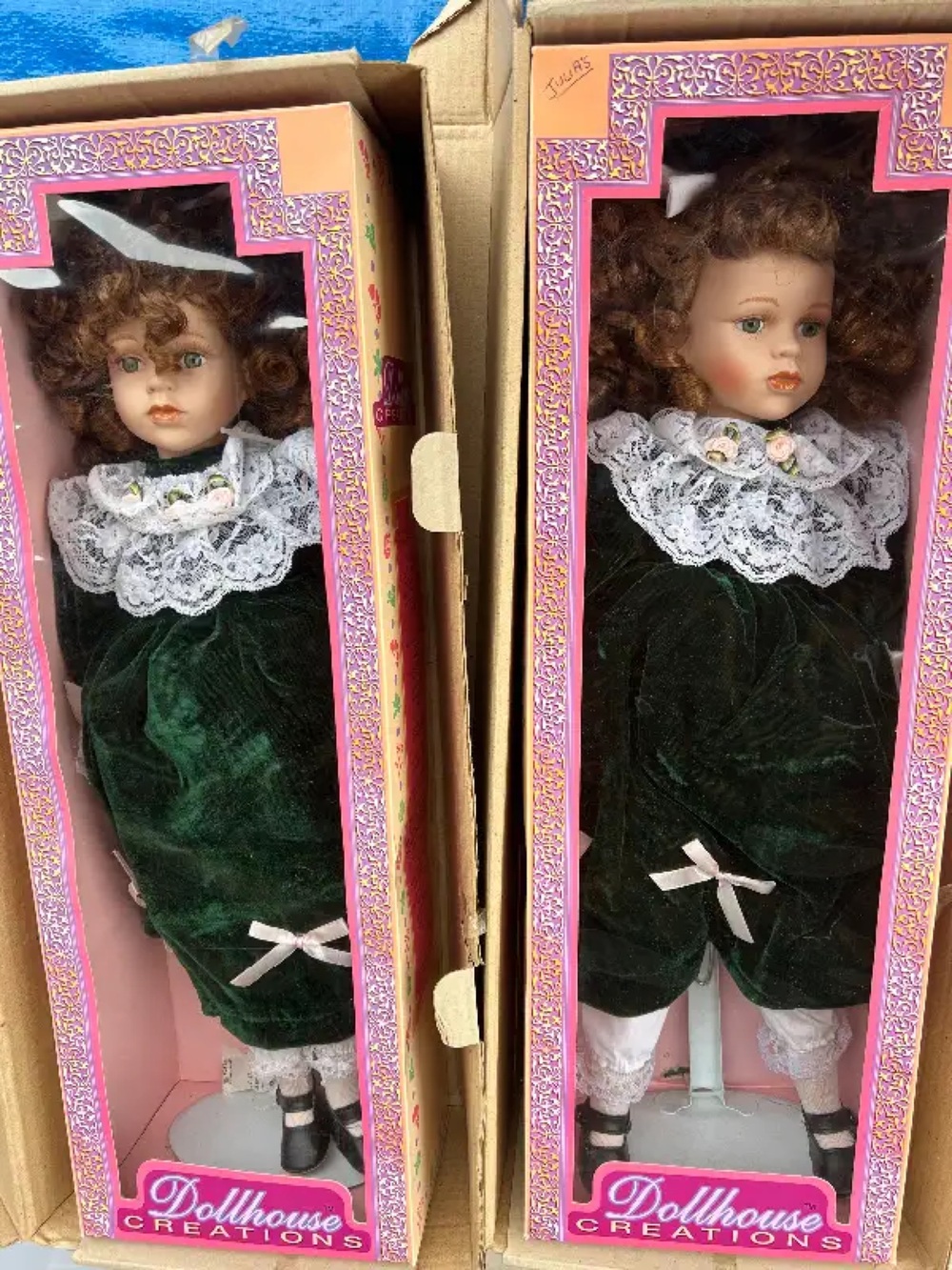 (2) Porcelain Dolls: Dollhouse creations